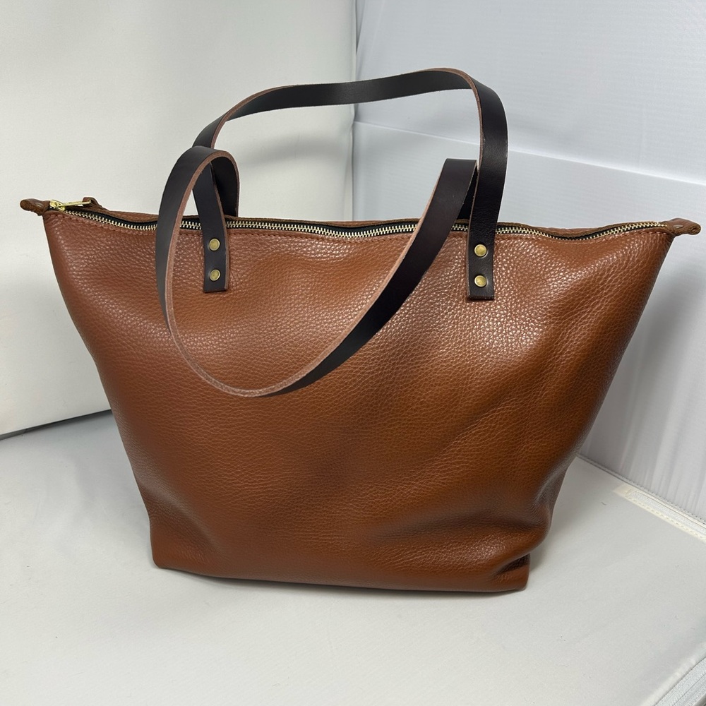 Portland leather UNICORN Mondelo Brandy Large Tote with zipper squishy Pebbles - Picture 2 of 11